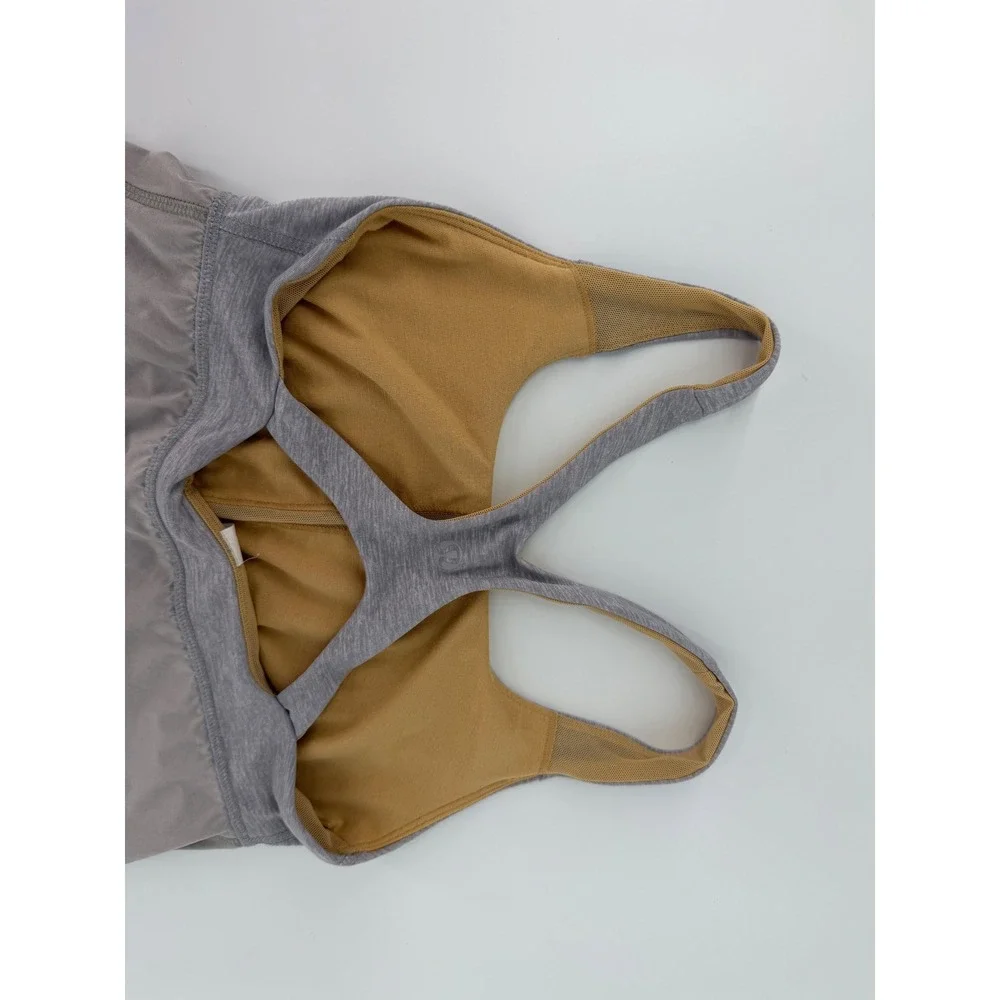 Lululemon Grey Taupe Racerback Tank Top with Built-in Shelf Bra Size 4